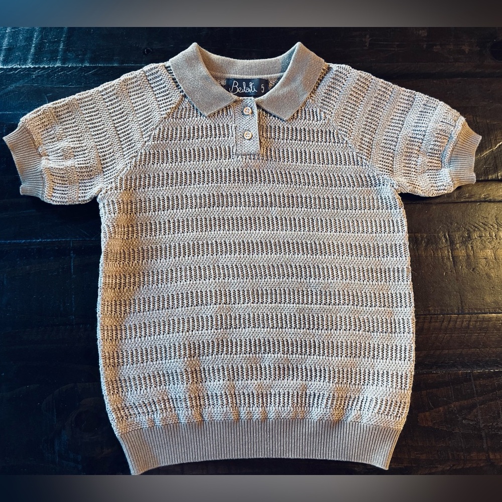 BELATI POINTELLE KNIT BEIGE SHIRT SIZE 5 - Picture 3 of 12